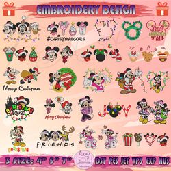 43 christmas mickey and friends embroidery bundle, christmas mickey embroidery, bundle christmas embroidery, machine embroidery designs