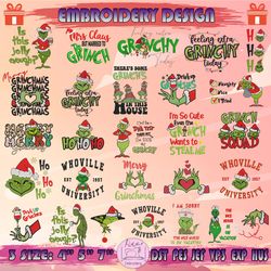 52 christmas grinch embroidery bundle, grinch christmas embroidery, bundle christmas embroidery design, machine embroidery designs