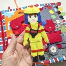 boy doll with proffessions clothes pdf pattern - felt play set doll community helpers - dress up doll - diy