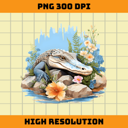 crocodile with flowers png