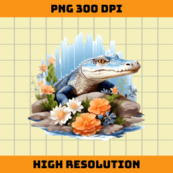 crocodile with flowers png