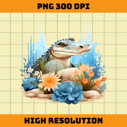 crocodile with flowers png