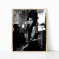 amy winehouse print famous singer pop music artist canvas black and white retro vintage photography canvas framed femini