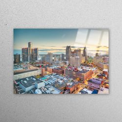 mural art, glass wall decor, glass, detroit michigan landscape, view wall art, landscape glass wall art, detroit wall de