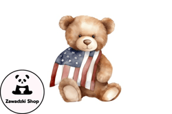 Watercolor 4th of July Teddy Bear