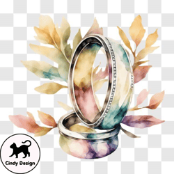 Symbolize Love and Commitment with Wedding Rings on Watercolor Background PNG Design 199