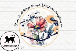 bible verse christian flower vintage png design 08