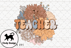 floral teacher retro flower vintage png design 13