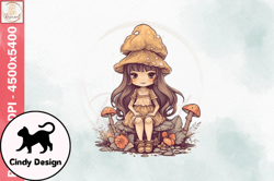 mushroom fairy girl vintage png design design 16