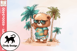 bear summer vintage png watercolor design 19