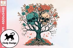 skull vintage flower valentine png design 22