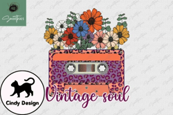 vintage soul flower retro cassette png design 26