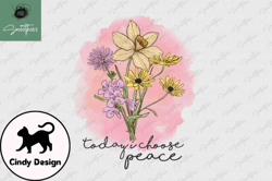 i choose peace vintage flower png design 43