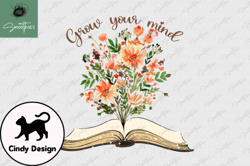 grow your mind book with flowers vintage design 46