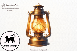 watercolor old rusty kerosene lamp design 93