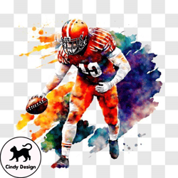 football player in orange uniform on colorful background png design 302
