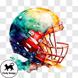 unique and creative football helmet with colorful watercolor design png design 298