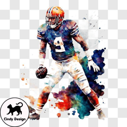 football player painting with cleveland browns uniform png design 322