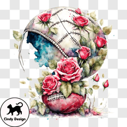 abstract football with roses and flowers png design 328