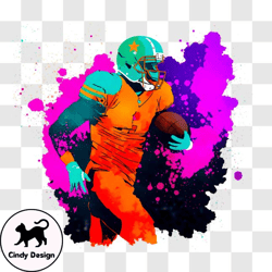 football player running with the ball png design 01