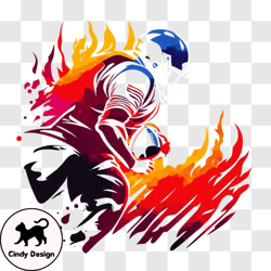 football player on fire png design 05