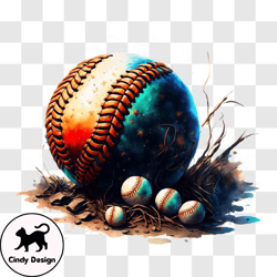 vintage baseball with weathered look and water droplets png design 08