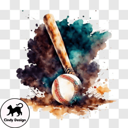 abstract baseball artwork with watercolor background png design 11