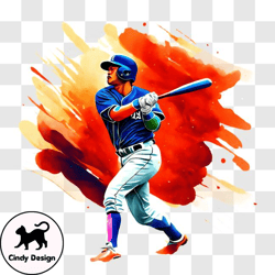 colorful baseball player ready to swing png design 12