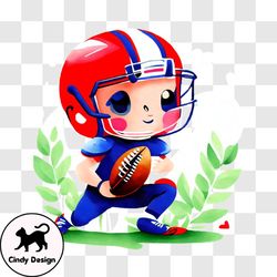 fun cartoon image of a football player holding a football png design 16