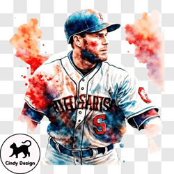 indianapolis astros baseball player with watercolor splatters png design 18