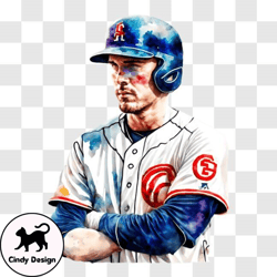 chicago cubs baseball player with crossed arms png design 19