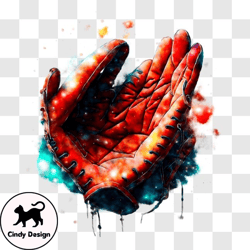 abstract baseball glove artwork with vibrant colors png design 20