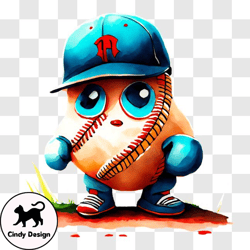 cartoon potato ready to play baseball png design 23