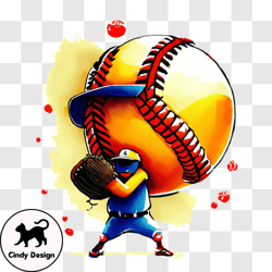 baseball player throwing enormous ball png design 26