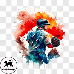 watercolor painting of a baseball player png design 30