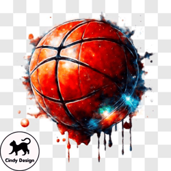 colorful basketball with paint splatters png design 41