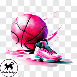 sleek pink and black basketball png design 43