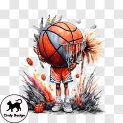 basketball player in action with fireworks png design 50