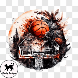 exciting basketball action with house and trees png design 58