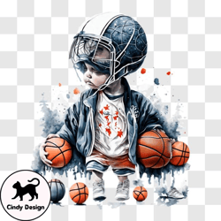 young boy engaged in basketball activity png design 63