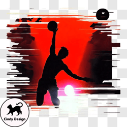 basketball dunk at sunset png design 65