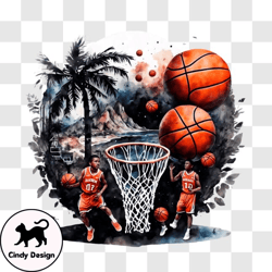 basketball players on the court with ocean view png design 64