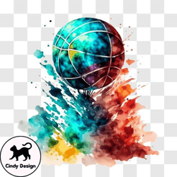 colorful basketball ball art piece png design 71