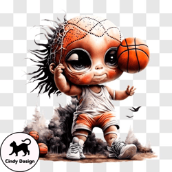 cartoon child with dreadlocks playing basketball outdoors png design 81