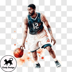basketball player in action with paint splashes png design 78