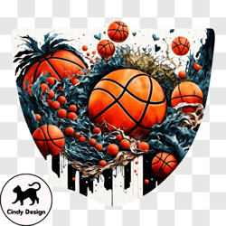 basketball game with splashes of paint png design 85