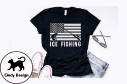 american flag ice fishing vintage design design 259