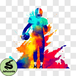Colorful Paint Splatters Football Player PNG Design 306