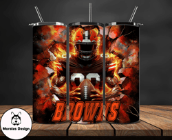 cleveland browns tumbler wrap, crack hole design, logo nfl football, sports tumbler png, tumbler design by morales desig