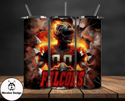 atlanta falcons tumbler wrap, crack hole design, logo nfl football, sports tumbler png, tumbler design by morales design